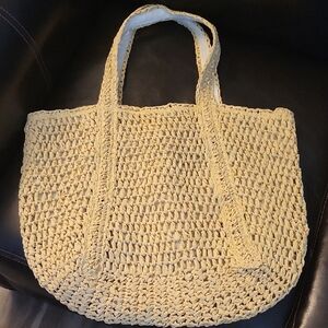 Elegant Cream Woven Tote Bag